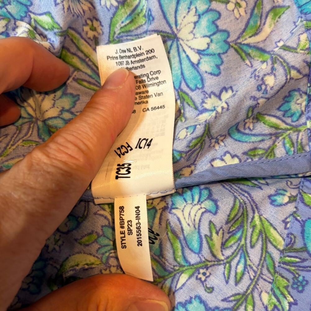 J.CREW Women's Provence Floral Dress MEDIUM Blue Smocked Waist Midi 100% Cotton - Picture 12 of 13